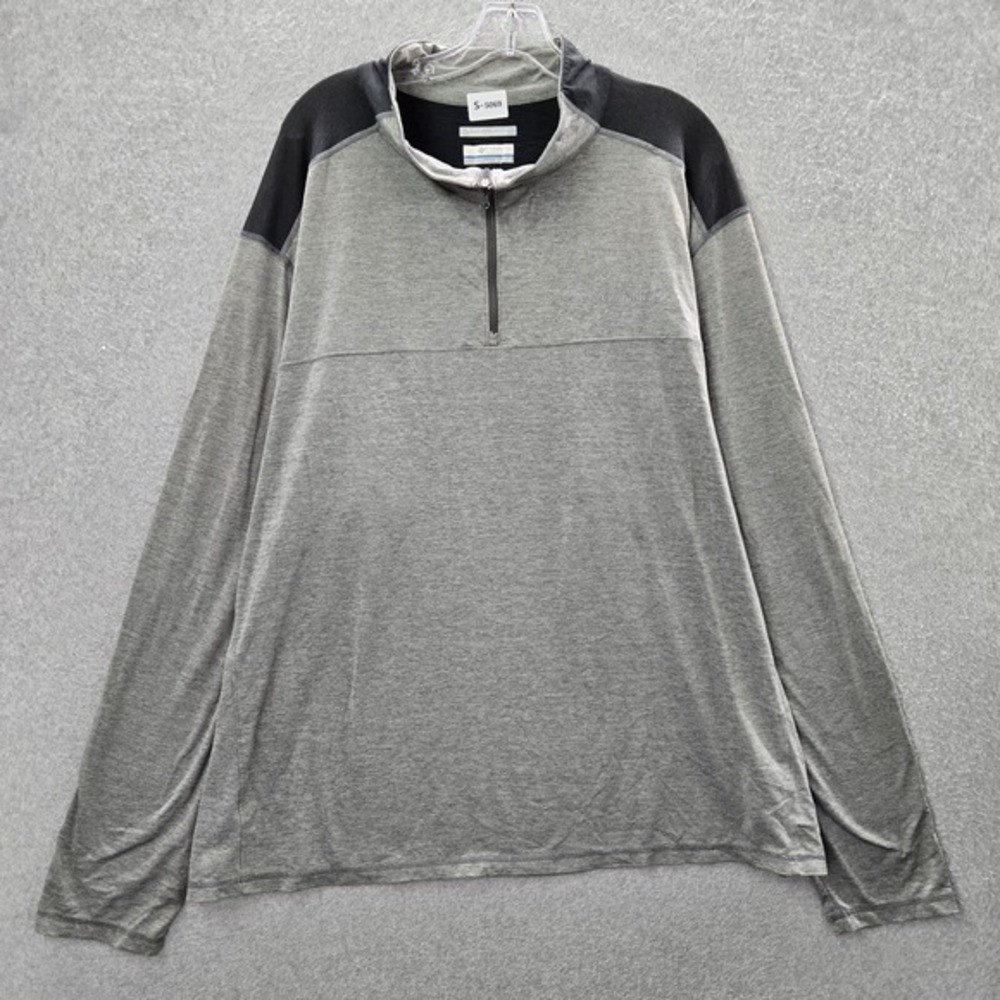 Columbia Men Sweatshirt 2XL Gray Colorblock Omni Wick Evaporation 1/2 Zip Logo